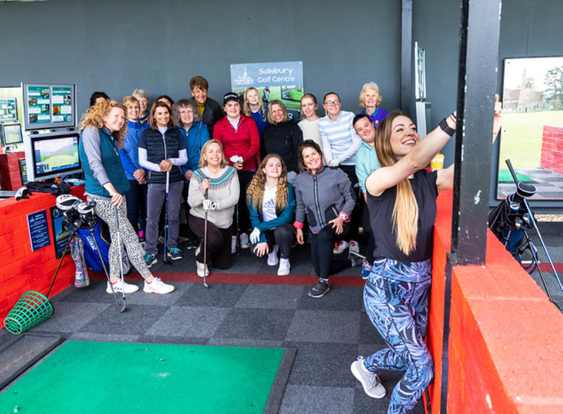 Block 1 Golf That Fits Your Life Women’s golf group at Garon Park in South Essex enjoying a relaxed UK Women’s Golf Community (WGC) session at the driving range.